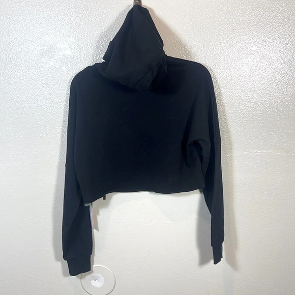 GOOD AMERICAN Ruched Crop Black Hoodie size 2/ medium - Picture 8 of 11